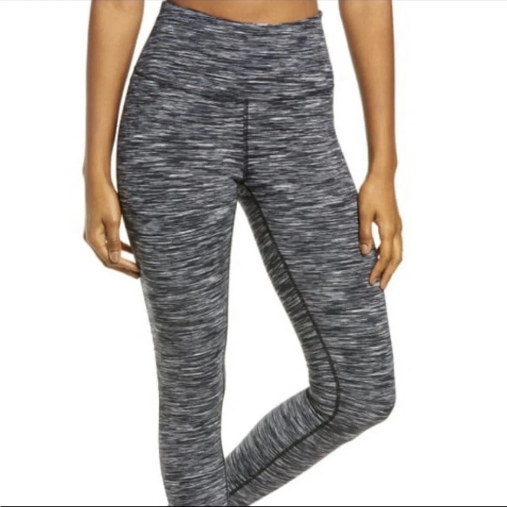 Zella Heathered Leggings Yoga Pants SIZE SMALL Black High Waist Cutout Ankle NWT